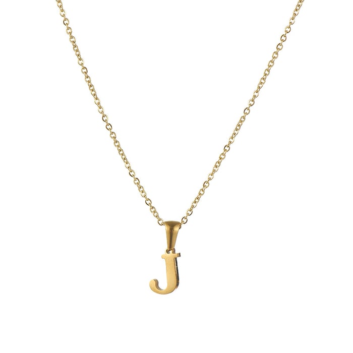 1 Piece Simple Series Simple Letter J Stainless Steel  Gold Color Women's Pendant Necklaces 